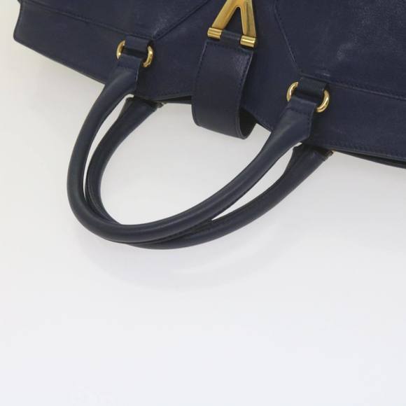 SAINT LAURENT Cavas Chyc Hand Bag Leather Navy 275091 Auth am5374 - Picture 7 of 16